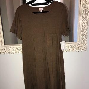BNWT LuLaRoe Carly Dress Sz L Solid Heather Brown